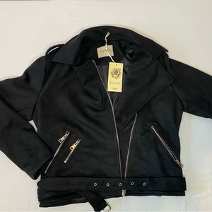 Black suede moto jacket